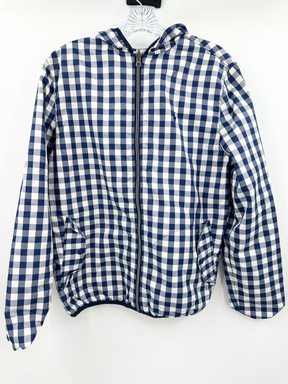 POLO Ralph Lauren Checkered Pattern Reversible Hooded Jacket Boy Girl Size XL‎
